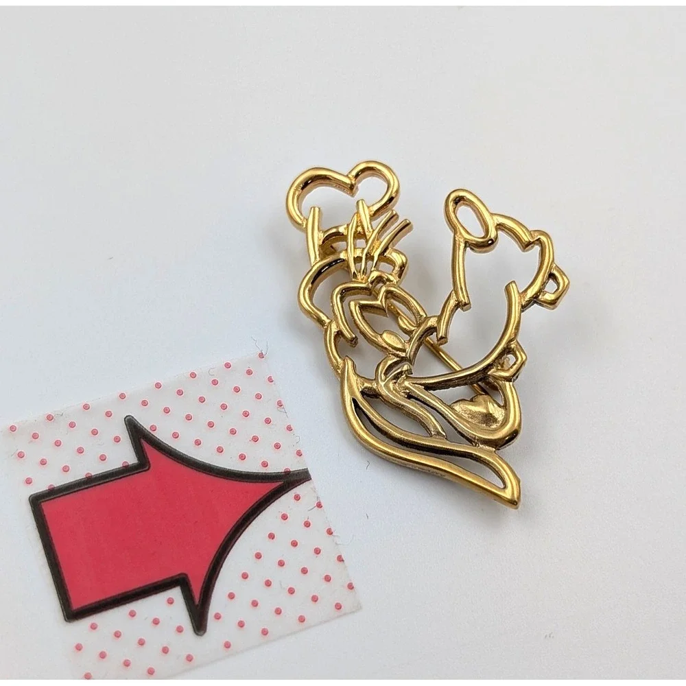 2 Vintage Van Dell Mickey & Co Disney Goofy Brooch Pin Gold Tone Signed Box READ